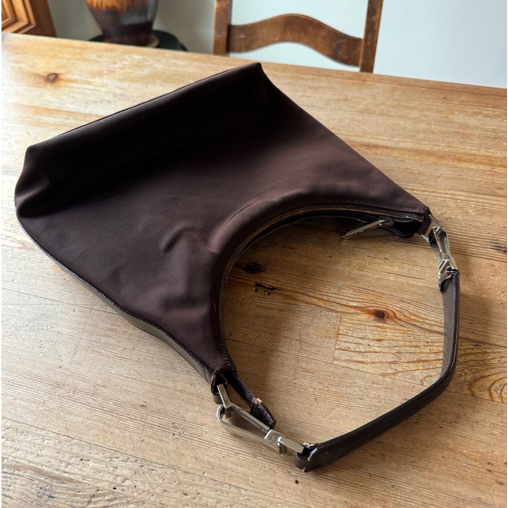 Authentic vintage Gucci brown vinyl leather trim purse